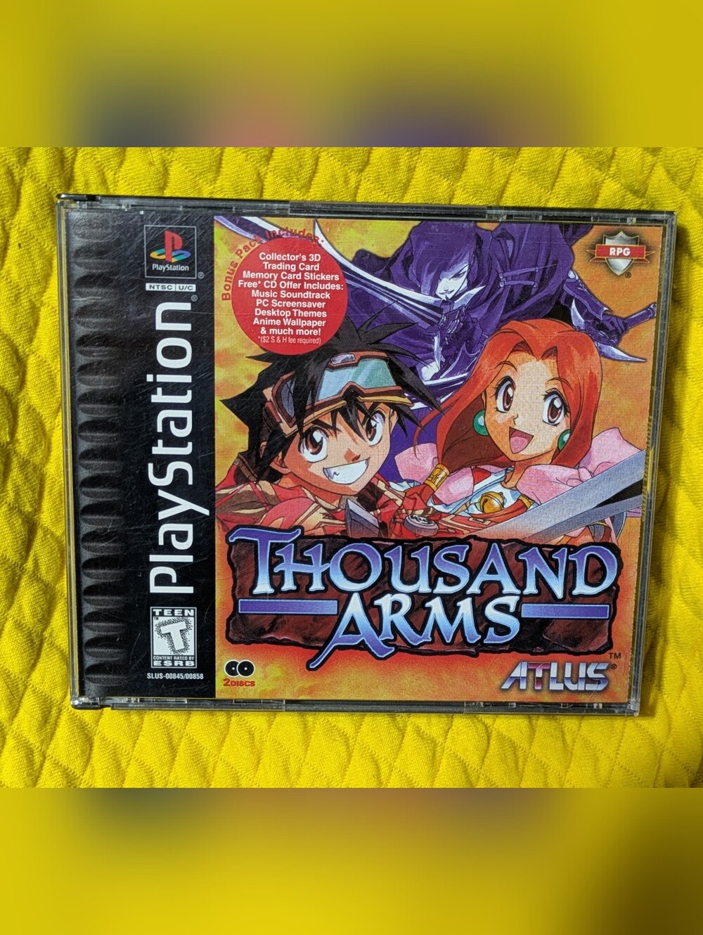 RARE THOUSAND ARMS PS1 🔥Sony PlayStation 1 👉Complete 2 Discs In Box | NM